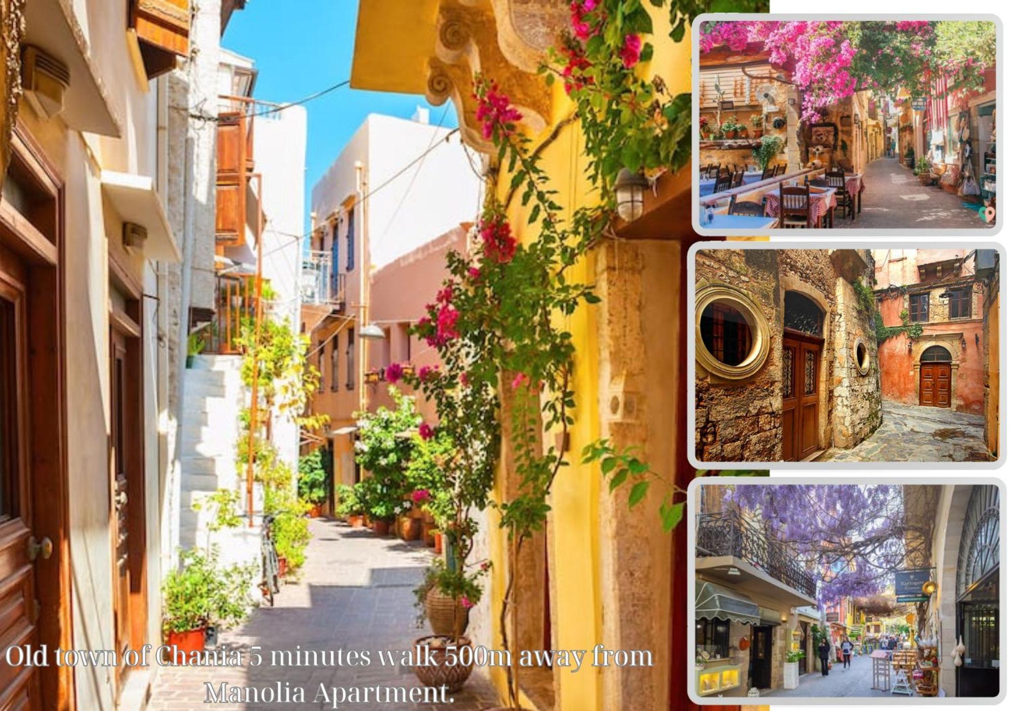 Center Manolia Dream 1 Bedroom Apartment 100M Away From The Beach ハニア エクステリア 写真